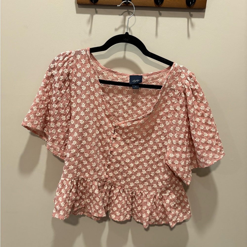 Daytrip Dusty Pink Floral Peplum Top